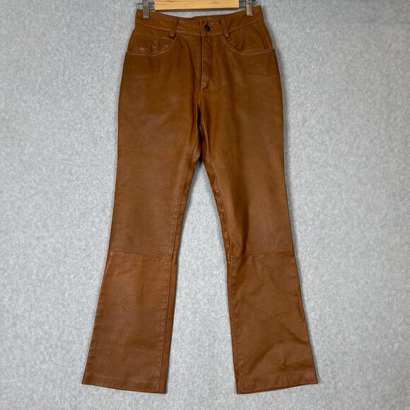 Vintage Maxima Wilsons Leather Brown Straight Mid Rise Pants Size 6 - Picture 1 of 12